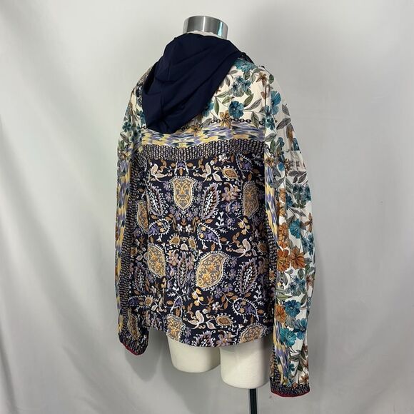 Johnny Was Multi Print Nylon Zip Jacket with Hood - Picture 4 of 6